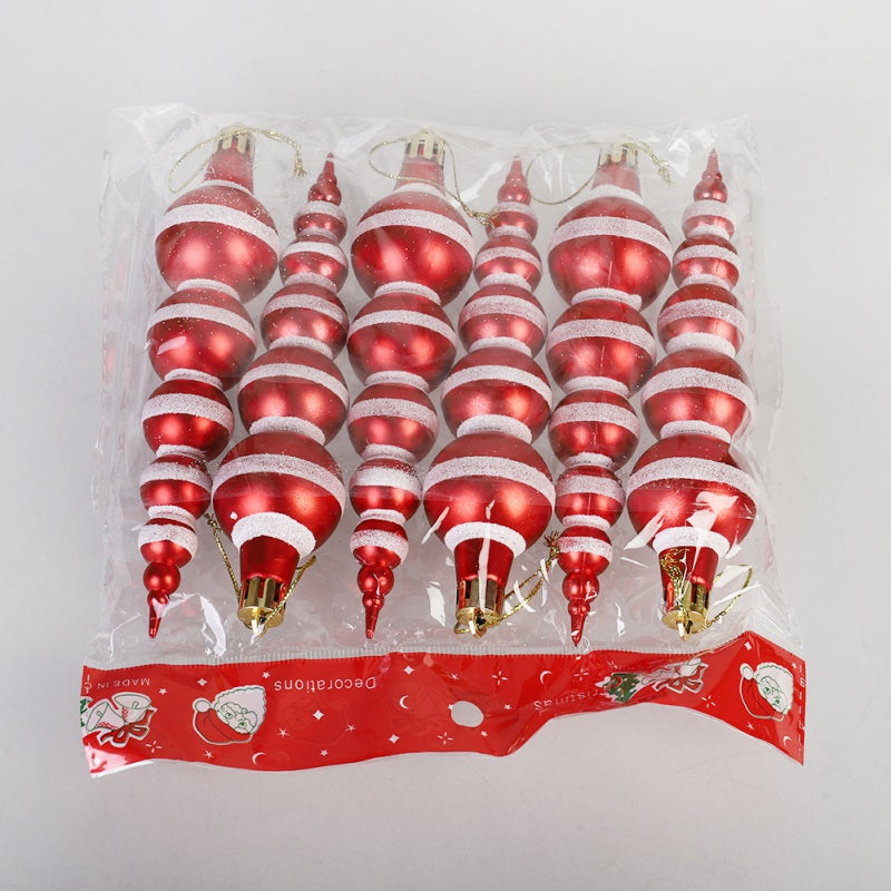 Set of 6 Painted Christmas Gourd Ball Ornaments Secondary image