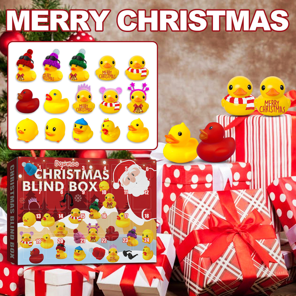 Family advent calendar with rubber duck toys for holiday season