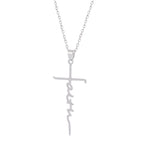 Jesus Cross Letter Pendant Necklace displaying chain length and pendant