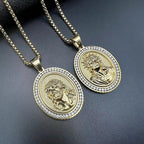 Jesus pendant necklace with 60cm chain in polished stainless steel