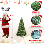 Green PVC Christmas tree with integrated lights ready for decoration