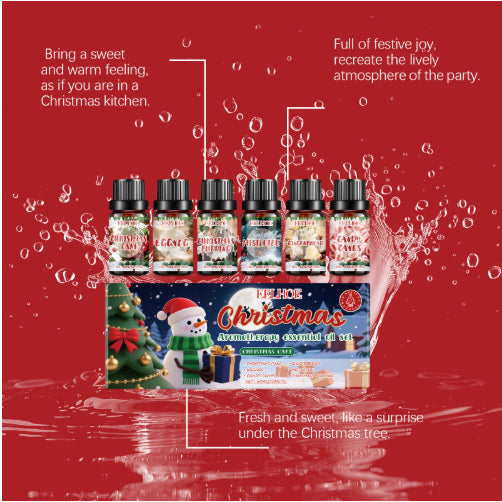 Holiday-themed aromatherapy gift set for warm seasonal home fragrance