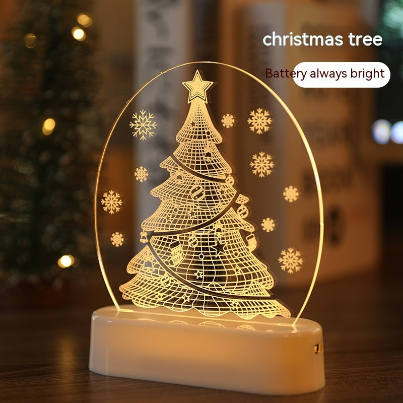 Warm white glowing Christmas night light decoration on dark background for bedroom