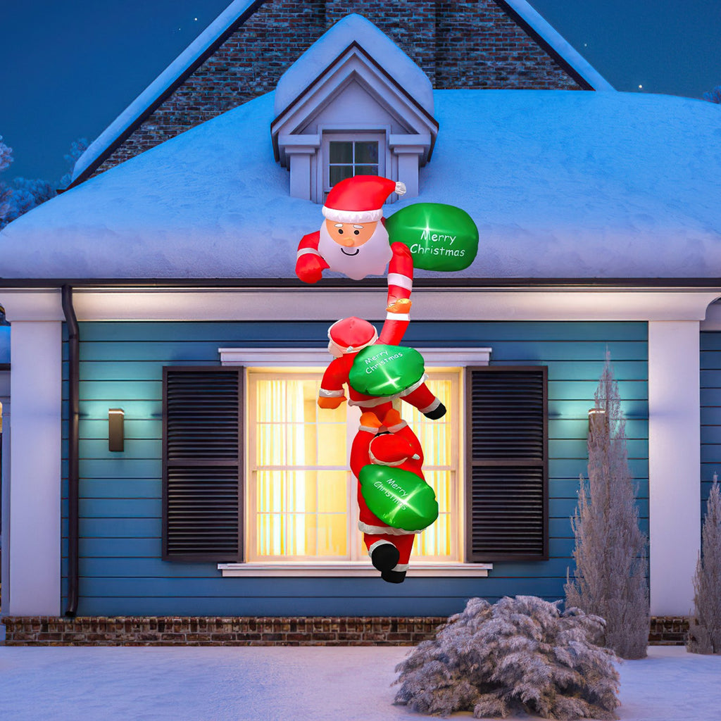 Waterproof polyester inflatable Santa Claus with suction cups for window display