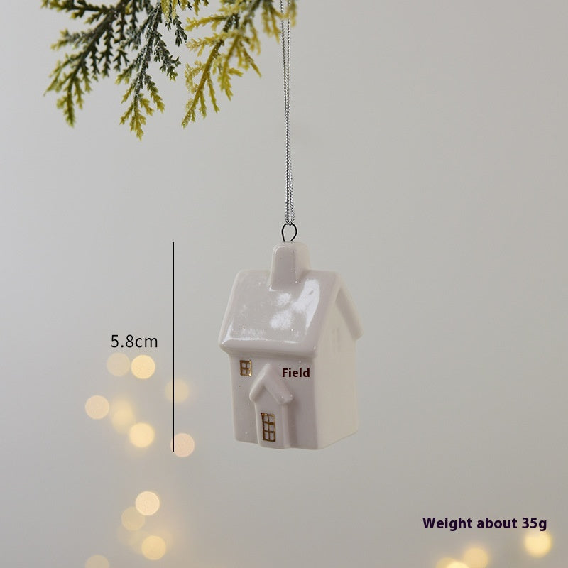 Small ceramic holiday pendant ornament with decorative hanging design for Christian Christmas celebrations