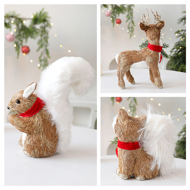 Woodland Christmas ornament set displayed on rustic surface