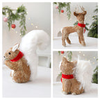 Woodland Christmas ornament set displayed on rustic surface