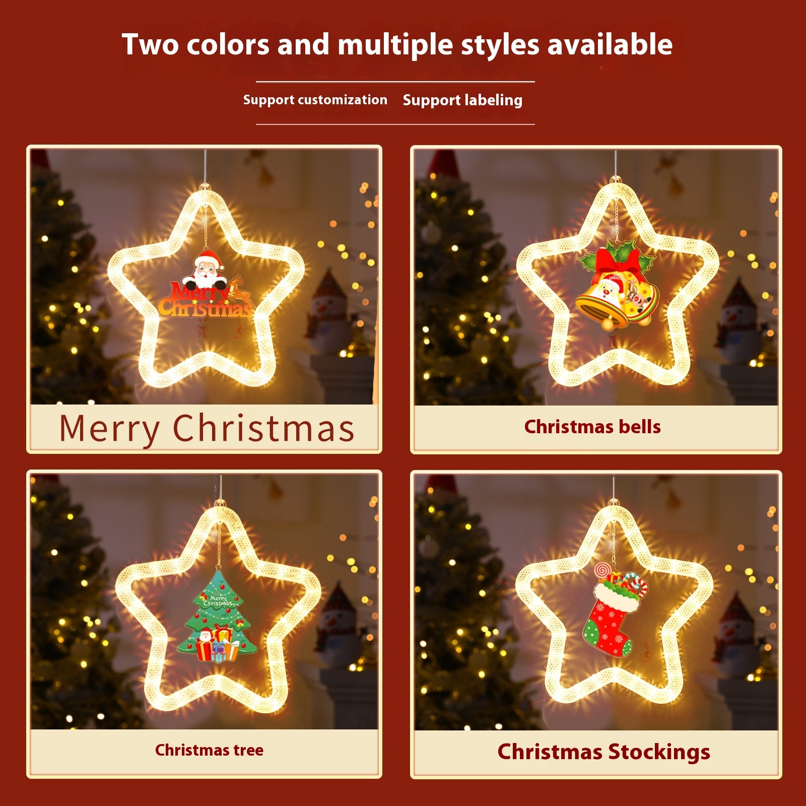Christmas tree pendant decoration with warm glowing lights
