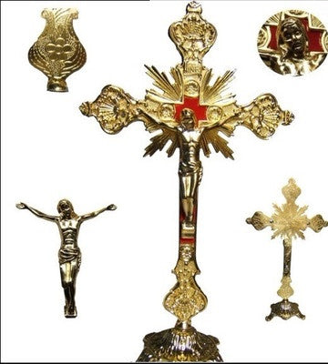 Bright gold large crucifix ornament for wall display