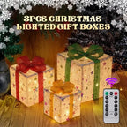 Multicolor LED illuminated Christmas gift boxes with bows decoration