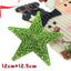 Three-dimensional plastic five-pointed star ornament in gold finish on white background