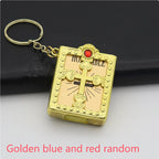 Holy Bible Cross Keychain featuring religious imagery on PVC leather