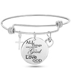 Everyday Christian bangle bracelet in stainless steel finish