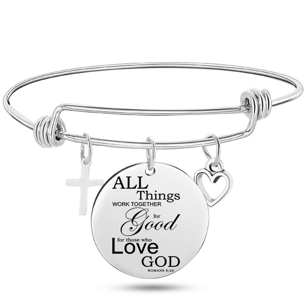 Everyday Christian bangle bracelet in stainless steel finish