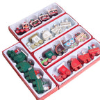 White fan-shaped wooden train decoration for Christmas window sill