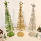 Glowing Christmas ornament featuring festive green and gold colors