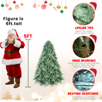Blue green artificial Christmas tree close up of foliage texture - Holiday Decor