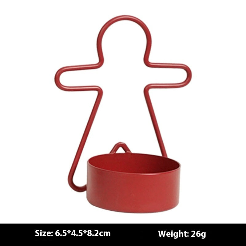 Festive red iron candlestick for Christmas season