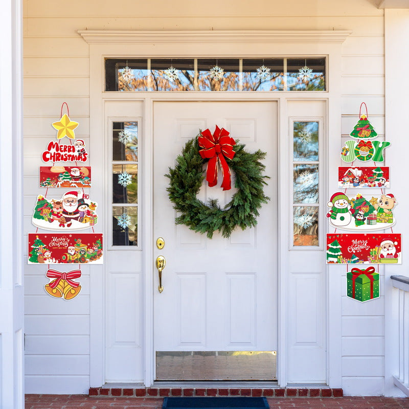 Festive paper Christmas door curtain with holiday scene design