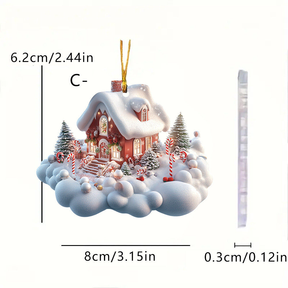 Snow cottage design acrylic decoration for holiday display