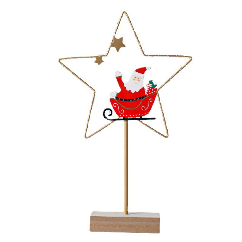 Warm light LED Christmas ornament lamp with wrought iron star design Main image