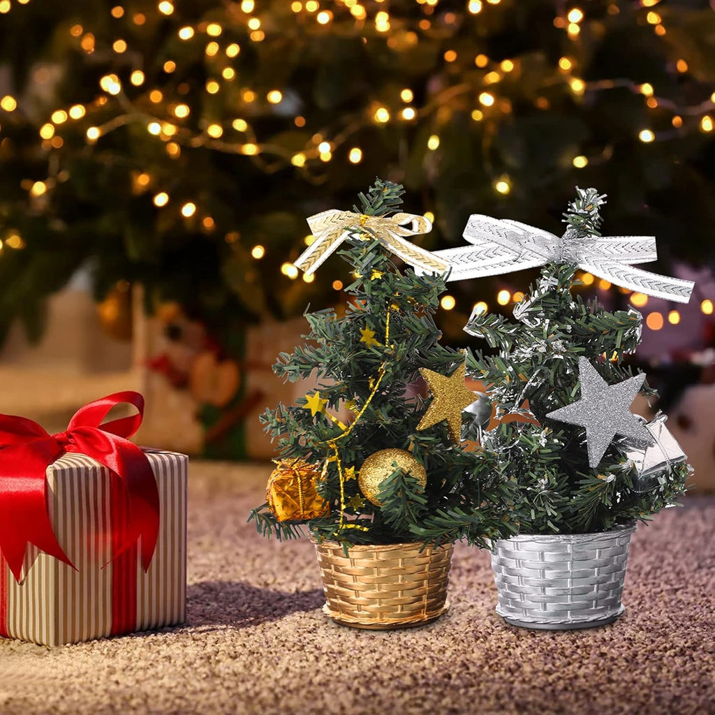 Festive Christmas tree decorations creating warm holiday atmosphere