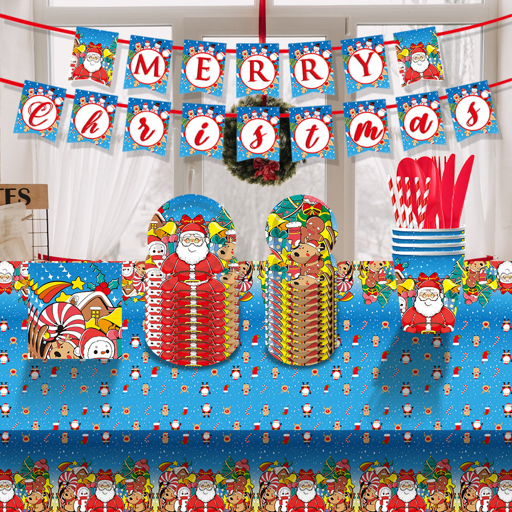 Cozy holiday scene featuring Christmas decorations