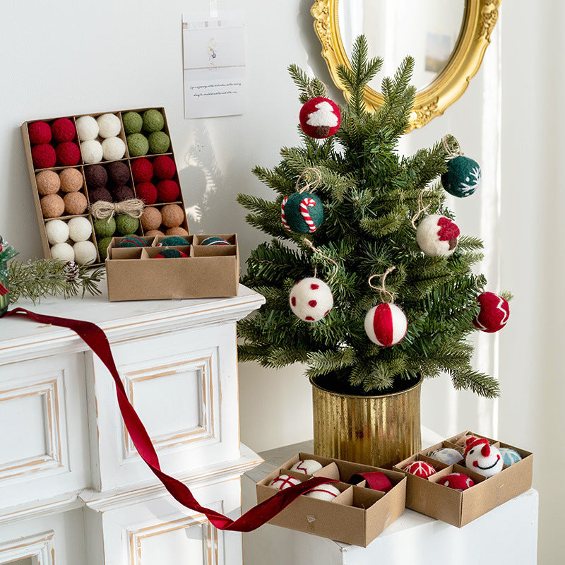 Wool felt snowflake Christmas balls for festive faith decor