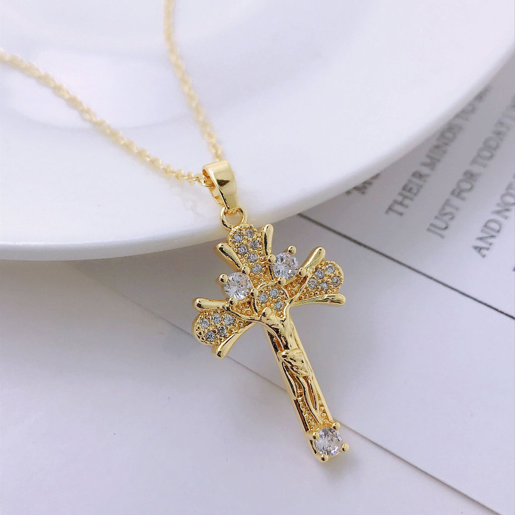 Classic women faith necklace featuring copper cross pendant design