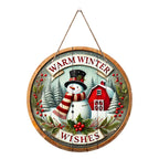 Natural wood Christmas pendant with detailed UV print showing religious motif