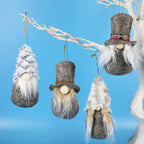 Grey plush Christmas figure doll for festive window decoration