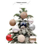 Multi-colored foam ball Christmas ornaments including red gold blue white and gray tones