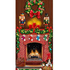 Holiday doorway decoration featuring Christmas curtain design in warm, inviting colors