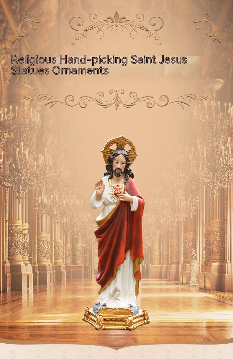Jesus statue ornament in warm lighting for home