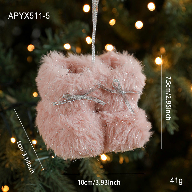 Light blue Plush Christmas Boots Pendant with plastic details