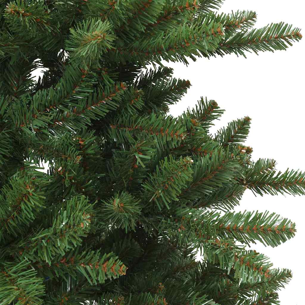 Steel tree stand with adjustable legs supporting the evergreen tree