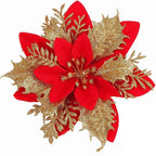 Christmas floral ornament displayed on festive tree branch