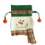 White snowman cloth candy bag with festive charm for Christmas gifting