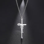 Jesus Cross Pendant Necklace - Christian Jewelry - Christian Jewelry