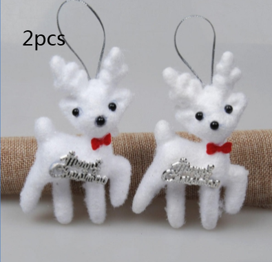 White flannel fawn Christmas pendant with soft textile texture