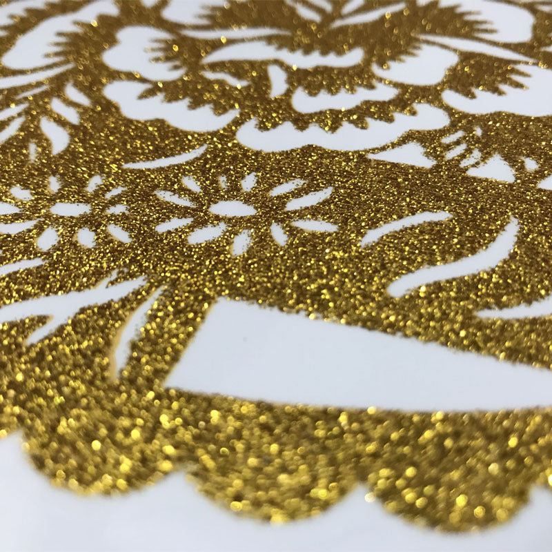 Set of Christmas wall sticker decorations shown in various golden color options