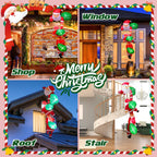 Compact folded inflatable Santa Claus in red and green packaging