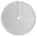White sequin tree skirt in diamond plaid design for holiday home decor