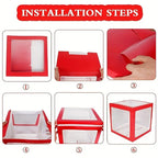 Festive balloon boxes in red displaying classical Christmas style and warmth