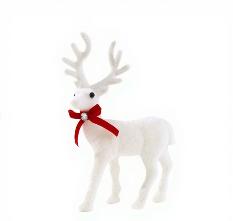 White plush Christmas moose decoration in large size for mantle or tree display
