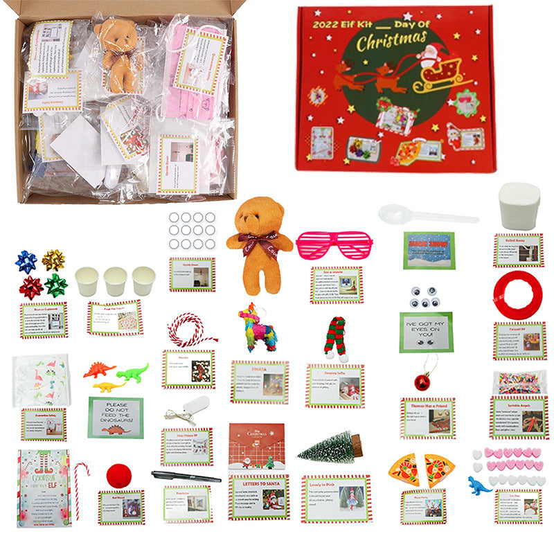 Detailed Christmas countdown calendar with daily compartments and elf theme