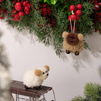 Brown plush felt puppy Christmas ornament pendant hanging
