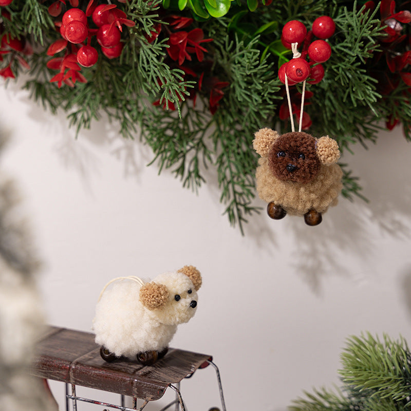 Brown plush felt puppy Christmas ornament pendant hanging