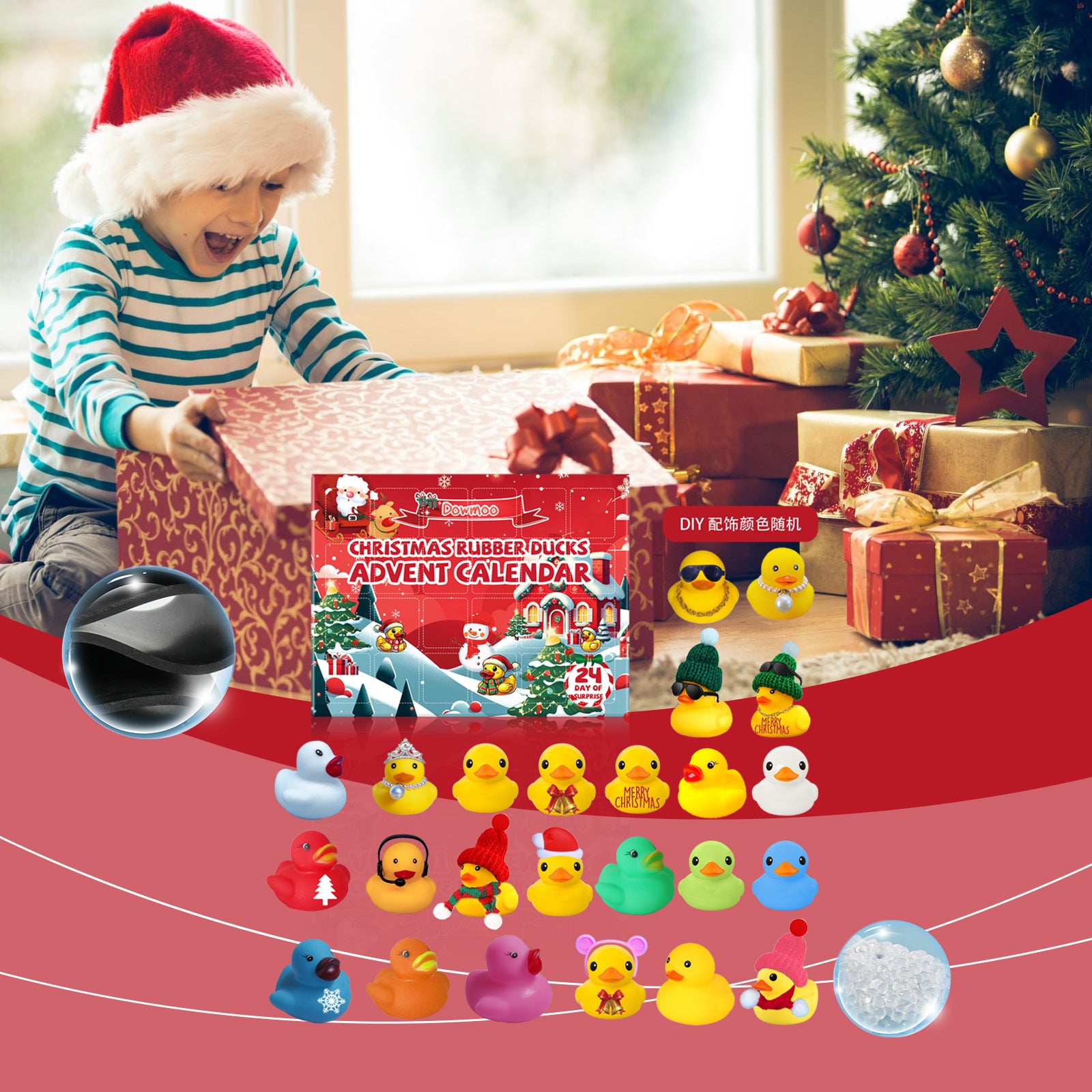 Holiday-themed rubber duck collectibles for Christmas Advent