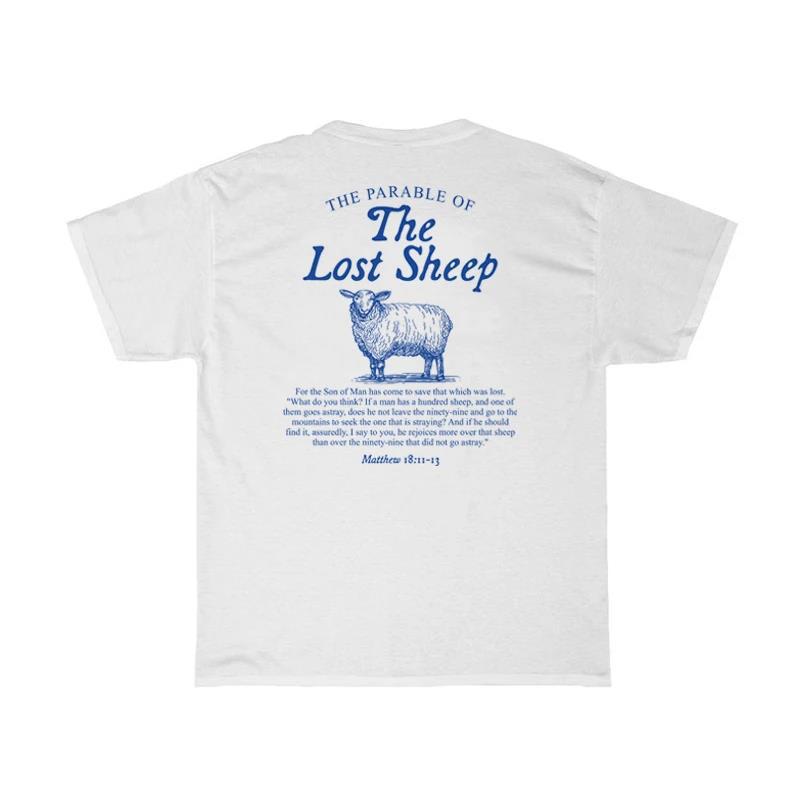 Lost Sheep Bible Verse Women's T-Shirt fabric texture close-up